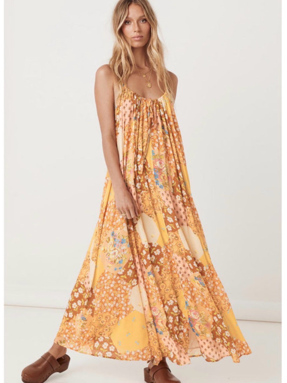 SPELL Freda Bohemian Yellow Floral Patchwork Maxi Dress Large - Picture 8 of 8